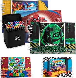 5 Livros De Colorir Infantil Tipo Boobie Goods + 120 Canetas