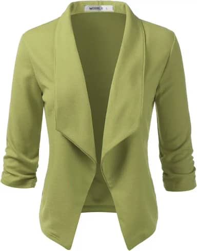 Blazer feminino leve e fino manga 3/4 aberto frontal com plus size