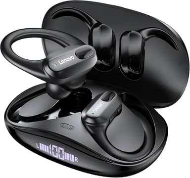 Lenovo Fone de Ouvido Sem Fio Original XT80 Esportes Fones de Ouvido Sem Fio HiFi Bluetooth 5.3 Fones de Ouvido Jogo Baixo com Mic Fone Bluetooth Redução de Ruído Earhooks XT80 preto