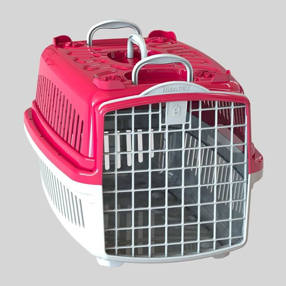 Caixa de Transporte Pet Gatos e Cães Pequeno Médio e Grandes (Rosa, Nº4 até 18kg)