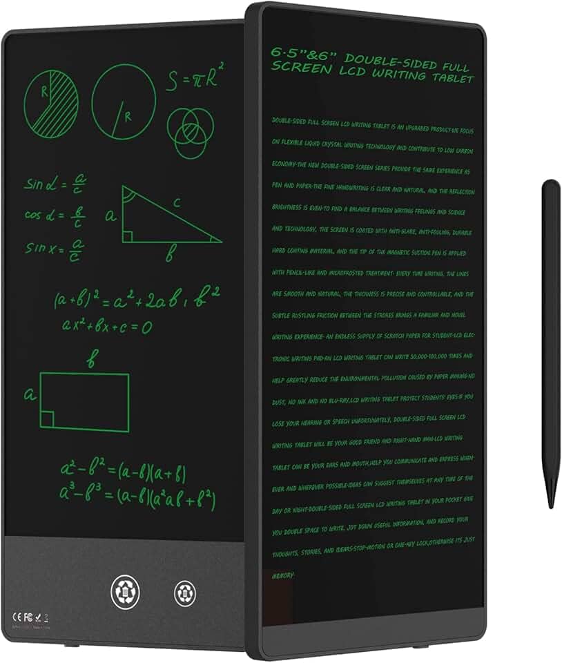 Tablet de escrita LCD - Tablet de escrita LCD de tela dupla face para crianças e adultos, bloco de desenho eletrônico, mini bloco de notas digital portátil para escola, escritório, casa, apagável, reutilizável (16,5 e 15 cm)