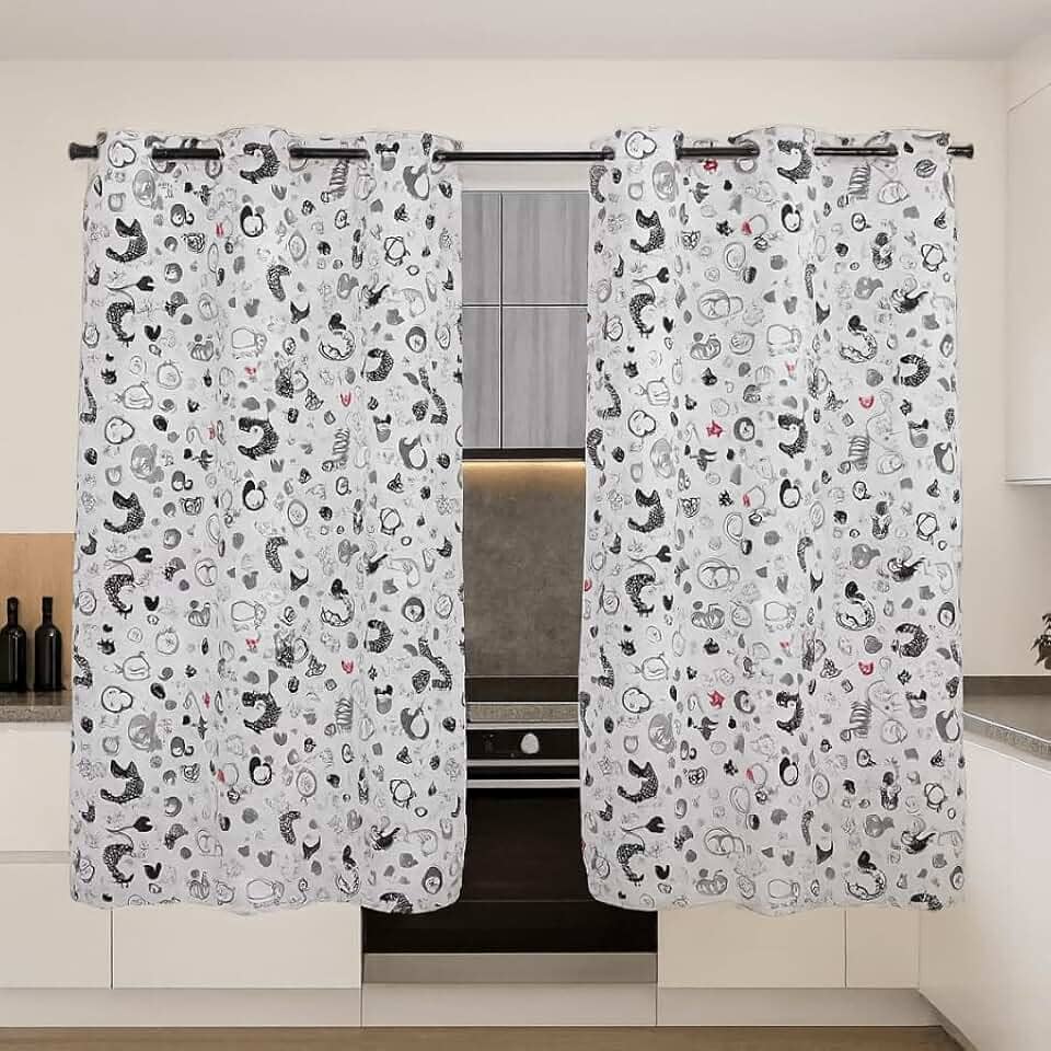 Cortina Cozinha Oxford 2,00x1,40 Estampada Cappuccino Janela Vitrô Ilhós Blackout Blecaute Decorativa Poliéster Varão (Galo)