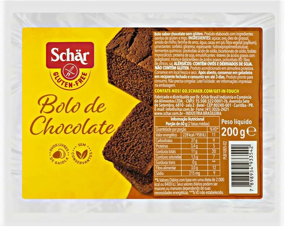 BOLO DE CHOCOLATE 200G - SEM GLÚTEN