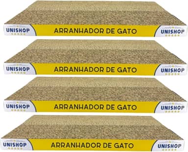 Kit 4 Arranhadores de Gato em Papelão Ondulado Anti Estresse Aparência de Madeira