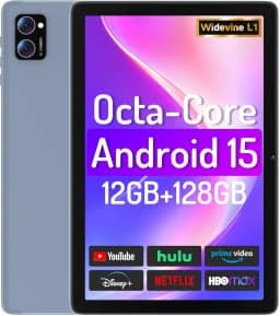 LECTRUS Tablet, tablets Android 15 de 10 polegadas com processador Octa-Core, 12 GB de RAM + 128 GB de ROM (expansão para 2 TB), tela sensível ao toque HD IPS, vida útil da bateria de 10H, Widevine L1