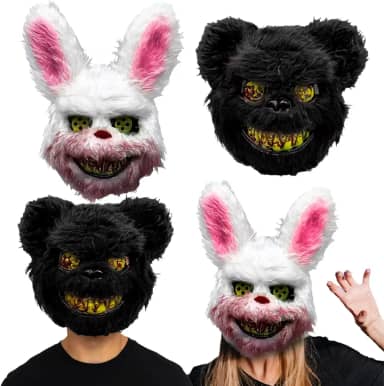 Mascara Halloween Coelho Urso Assustador 3d Festa Fantasia Terror