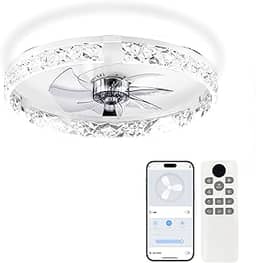 Hivento Ventilador de Teto com APP & Controle Remoto, LED Regulável 3000K–6500K, Ventilador DC Reversível Silencioso de 6 Velocidades, Apenas