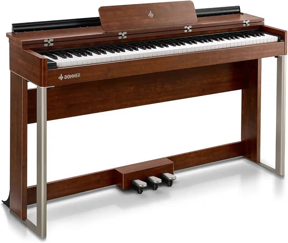 Donner Piano Digital Com Teclado De Ação De Martelo Com Classificação Dinâmica De 88 Teclas, Piano Digital Vertical Ddp-200 Para Profissional Com Tela Lcd / 5 Reverberações/Bt Midi/Três Pedais