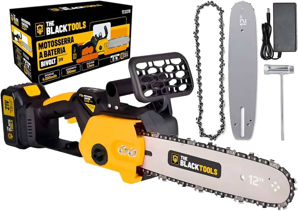 Moto Serra Elétrica A Bateria Portátil 21v 12 Pol Recarregável Profissional TCS21B The Black Tools