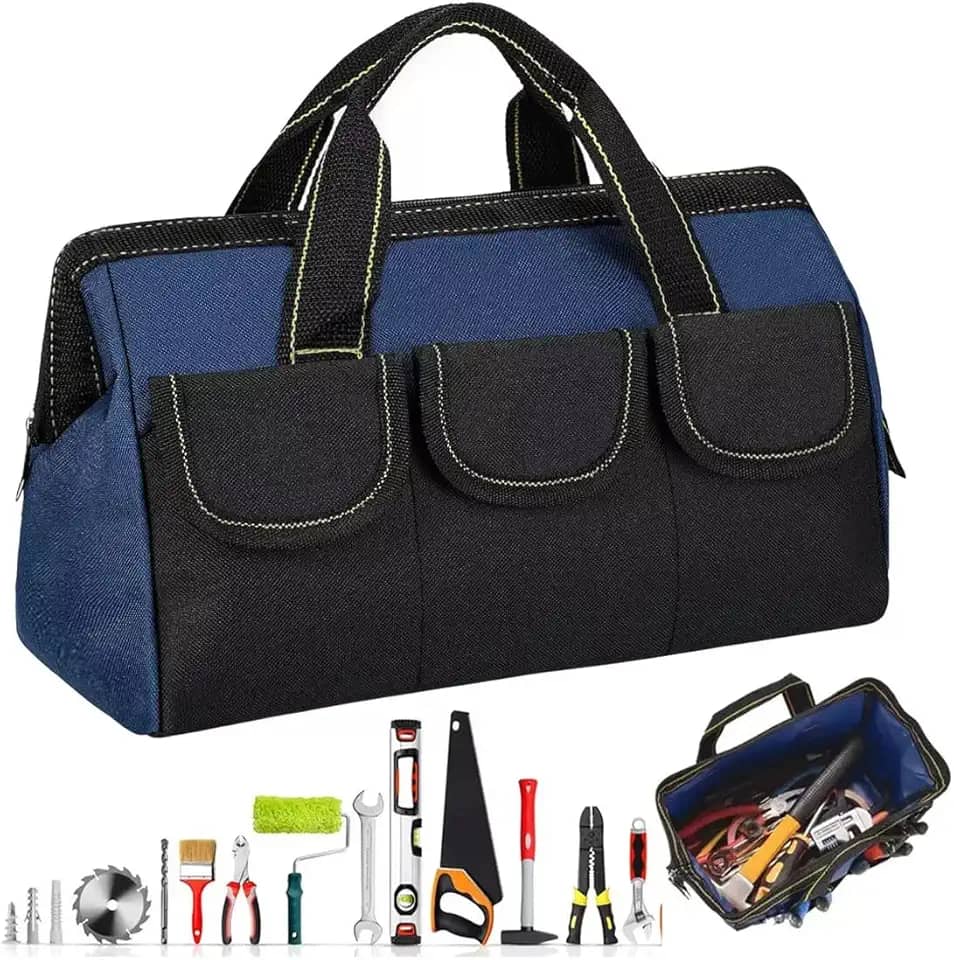 Bolsa de Ferramentas Profissional, 31cm, Equipado com base de borracha impermeável，com Compartimentos Múltiplos，Usado para organização e armazenamento de ferramentas