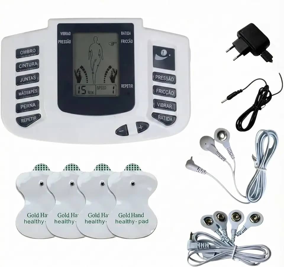 Aparelho Eletroestimulador TENS Portátil | 8 Modos Terapêuticos | Alívio de Dores Musculares | Fisioterapia em Casa | Seguro e Não Invasivo