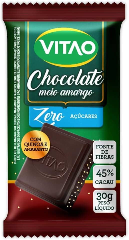 Chocolate Meio Amargo Quinoa+Amaranto Zero Açúcar Vitao