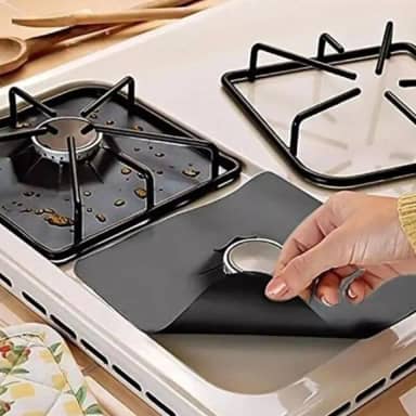 Combo 4 Protetores de Fogão, Reutilizável, Antiaderente, Resistentência Térmica Extensa, Limpeza Simples, Prático e Discreto