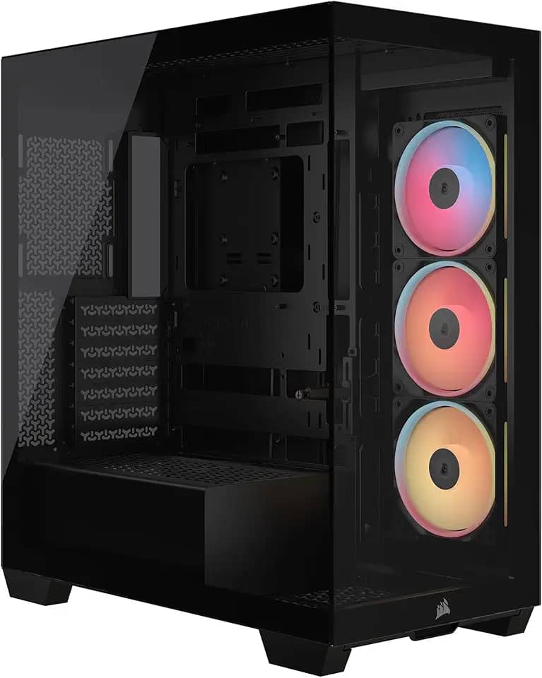 Corsair Capa para PC de torre média 3500X LX-R RGB iCUE Link – 3x ventoinhas LX120-R RGB pré-instaladas, inclui hub de sistema iCUE Link, braço anti-queda GPU, serve para ventiladores de até 10 x 120
