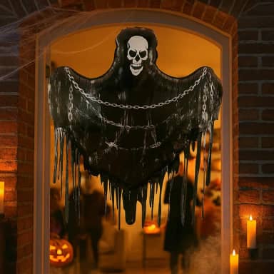 Balão Halloween Foil Gigante 3D e Cartelado (Caveira Acorrentada)