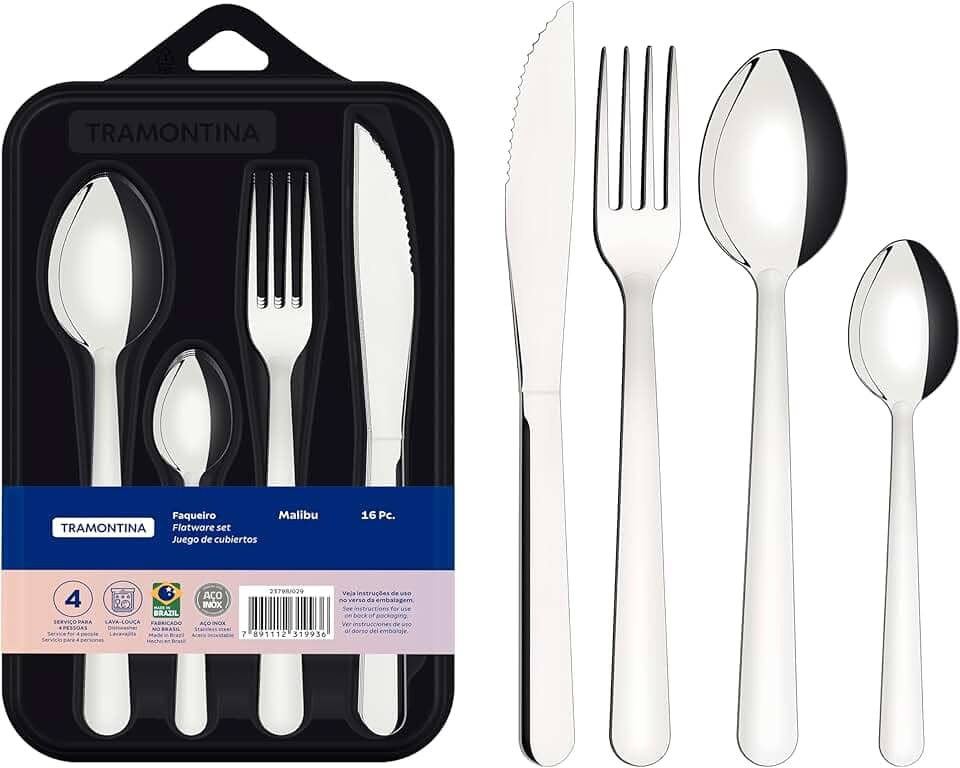 Faqueiro Tramontina Malibu em Aço Inox 16 Peças