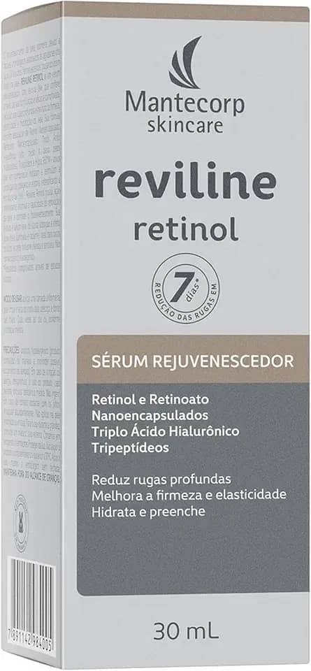Mantecorp - Sérum Rejuvenescedor Reviline Retinol - Retinol e Retinoato Nanoencapsulados e Triplo Ácido Hialurônico - Renovação e Firmeza da Pele - 30ml