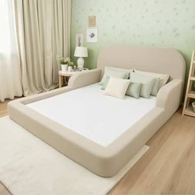 Cama Montessoriana Infantil Casal - Com colchão - Little Duck (Linho)