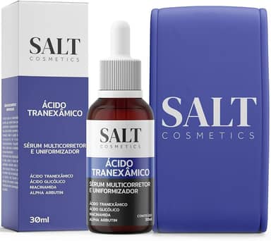 Sérum Clareador Multicorretor com Ácido Tranexâmico 6%, Ácido Glicólico 10%, Niacinamida 5% e Alpha Arbutin – Reduz Manchas e Melasma 30 ml – Salt Cosmetics