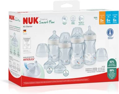 NUK Kit Starter Mamadeiras E Bicos Anticólica Essence Smart Flow 150 E 270Ml - Branco