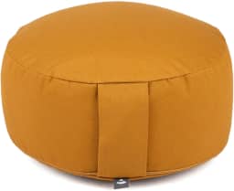 YOGATERIA Bodhi Almofada de meditação Zafu Yoga | Zafu Rondo Eco | Almofada Puf de assento Yoga com recheio de Kapok/fibra de paina e capa em algodão eco 20cm x Ø 31cm 1.1kg (Mostarda)