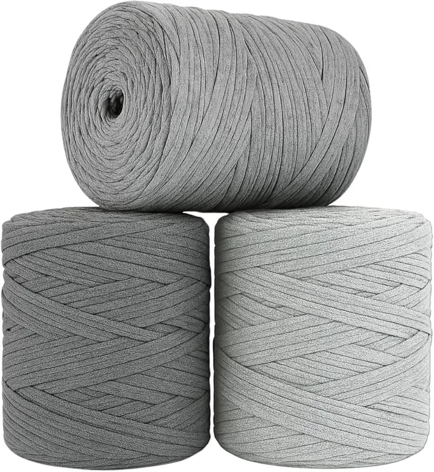 SYMEON Fio de Malha 1kg Ecologico Residual 140m Artesanato Crochê (Tons de cinza)