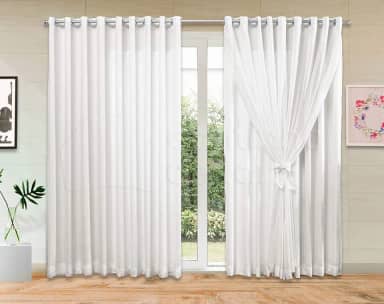 Cortina de Voil com Forro Microfibra 4,00m x 2,70m - Branco