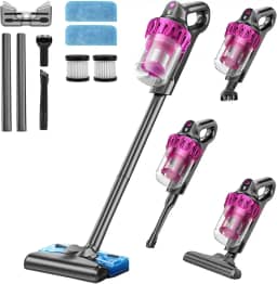 Sucção e reboque aspirador de pó vertical sem fio, Ajuste de 3 velocidades, Tanque de água removível, Equipado com cabeça de escova dois em um, Sucção de boca plana, pano×2, elemento filtrante×2