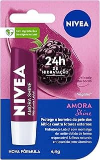 NIVEA Hidratante Labial Amora Shine 4,8 g - Cuidado intensivo para seus lábios, hidratação prolongada, delicioso aroma de amora, pigmentos brilhantes e cor delicada