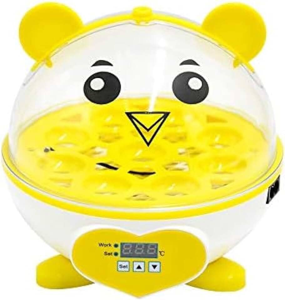 Chocadeira pequena incubadora de ovos para galinha, pato, pássaro, codorna, amarelo