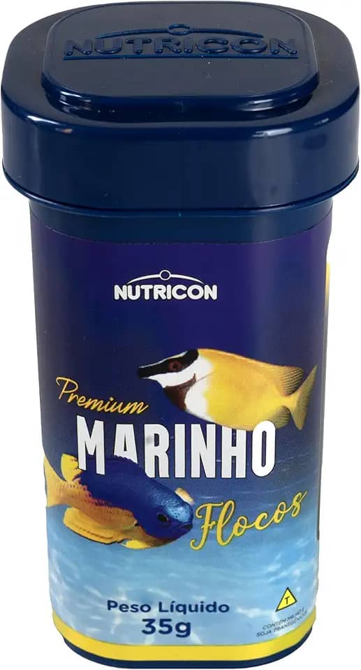Nutricon: Ração Marinho Flocos 35g | Flocos Nutritivos para Peixes Marinhos e Invertebrados | Realce de Cores e Fortalecimento Imunológico Sem Corantes