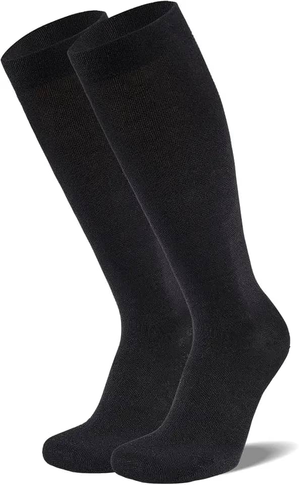 Meias esportivas de compressão para homens e mulheres, 65% algodão, meias até o joelho para viagens, voo, atletismo, trabalho e gravidez