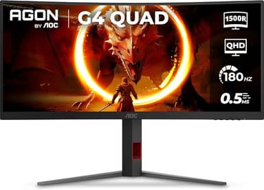 Monitor Gamer Curvo AOC AGON QUAD 34" Ultrawide WQHD 180Hz 0,5ms Base Ajustável U34G4C