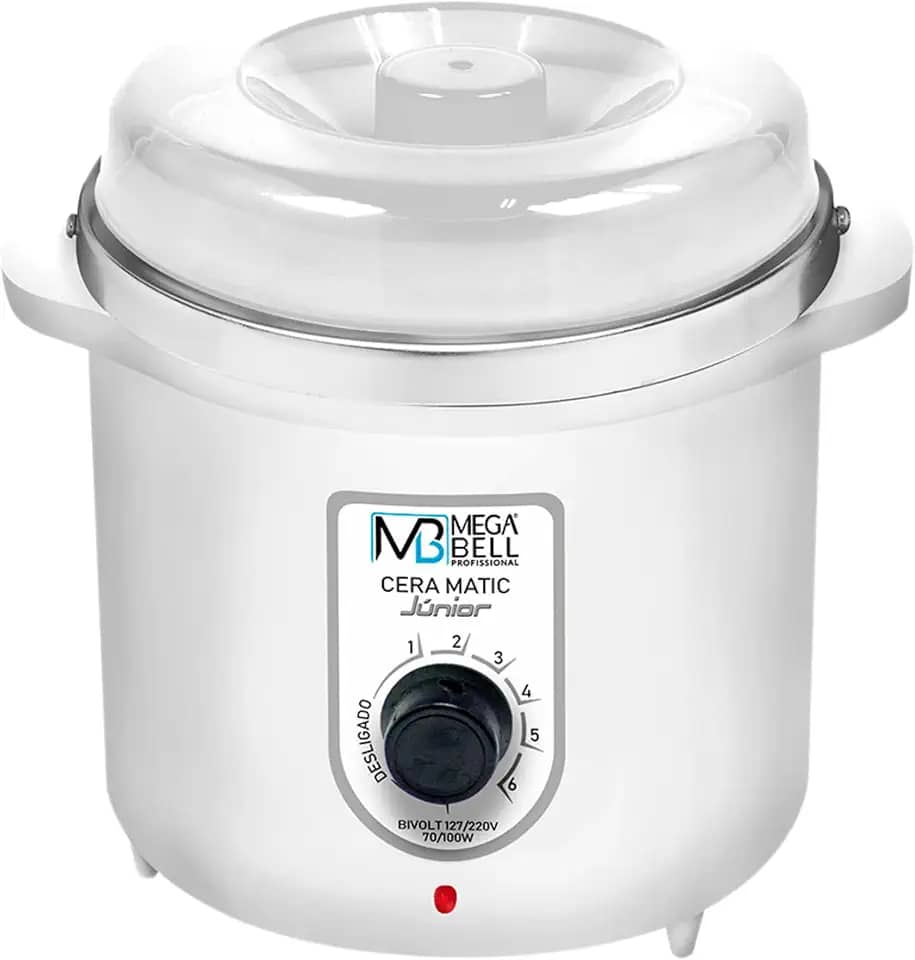 Mega Bell, Panela aquecedora de cera para depilação, Termocera, Cera-Matic Júnior, Sem refil, Bivolt, 400g, Branca