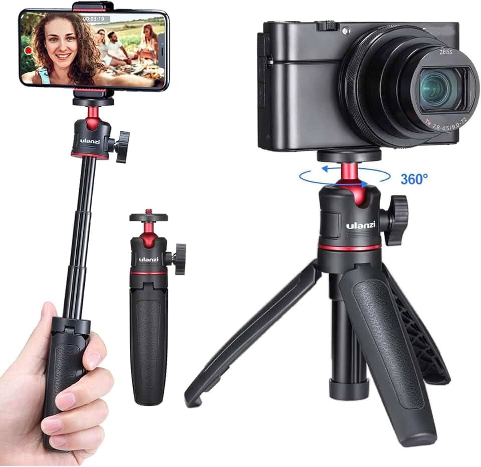 Tripé de extensão ULANZI MT-08 Minibastão de selfie, alça para webcam, iPhone 11 Pro Max, Samsung, smartphone, Canon G7X Mark III, Sony ZV-1 RX100 VII A6400 A6600, câmeras de vlogging