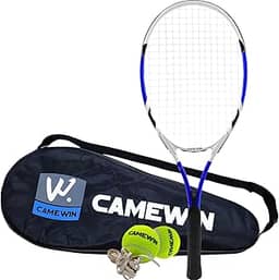 Kit Raquete de Tênis Amarelo 26 Polegadas Camewin Fibra de Carbono com Estojo + 2 Bolinhas de Tênis