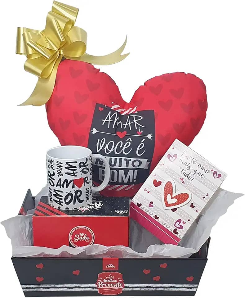 Kit De Amor Almofada E Caneca Cesta De Presente Romântico Presente Para Namorada do Dias dos Namorados