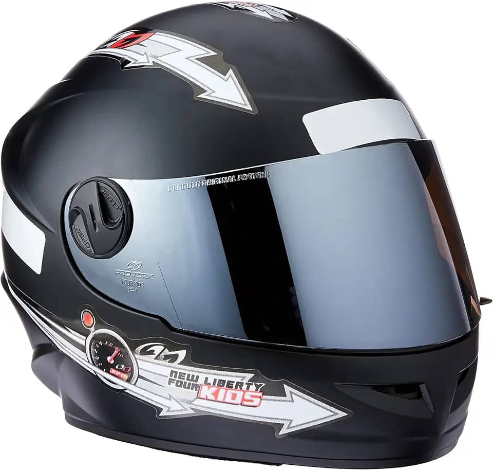 CAPACETE FECHADO PRO TORK LIBERTY FOR KIDS SOLID PRETO FOSCO TAM. 54 VIS. ESPELHADA