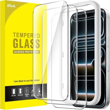 JETech Película de Vidro Temperado para iPhone 17 Pro Max 6,9 Polegadas, Protetor de Tela, Dureza 9H, Instalação Rápida, Amigável ao Case, Pacote com 3
