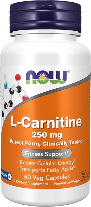 L-carnitina 250 mg Now Foods 60 cápsulas vegetais