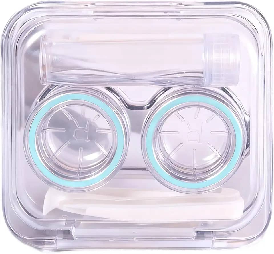 Conjunto de 2 capas de lentes de contato, itens essenciais de viagem com kit de ferramentas de remoção e frasco de solução, caixa de armazenamento de lentes de contato transparente (estilo 2)