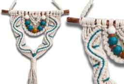 Painel de Macramê Decoração para Casa Boho Chic (Cru/Verde Esmeralda)