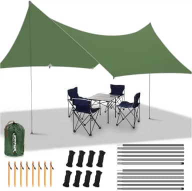JOYFOX Tenda Gazebo 3x5m Impermeáve, SPF50+, Proteção Solar e Chuva, Camping, Praia, Jardim, Viagem, Estrutura Estável em Alumínio