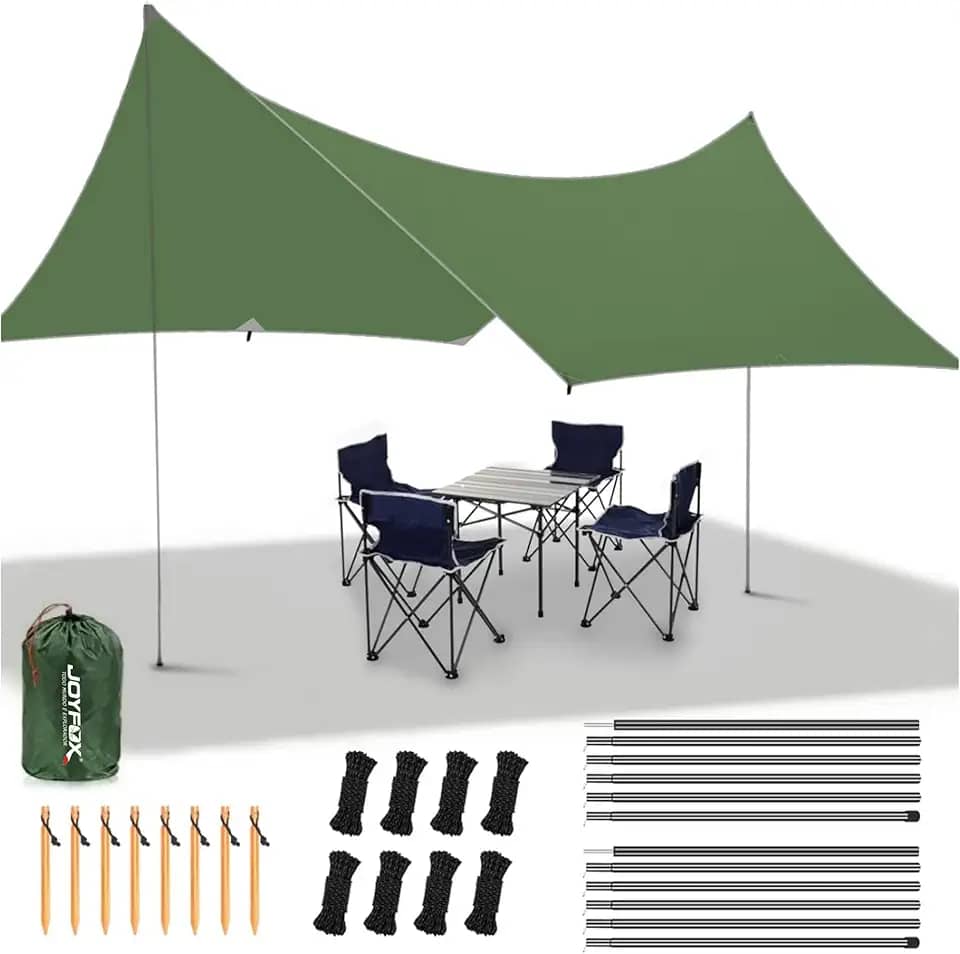 JOYFOX Tenda Gazebo 3x5m Impermeáve, SPF50+, Proteção Solar e Chuva, Camping, Praia, Jardim, Viagem, Estrutura Estável em Alumínio