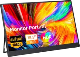 Monitor Portatil 18,5'', FHD 1080P Monitor Portátil Conectado Com USB C Dupla/HDMI, IPS Extensor De Tela para Notebook com VESA e Suporte de proteção, Plug and Play (18.5)