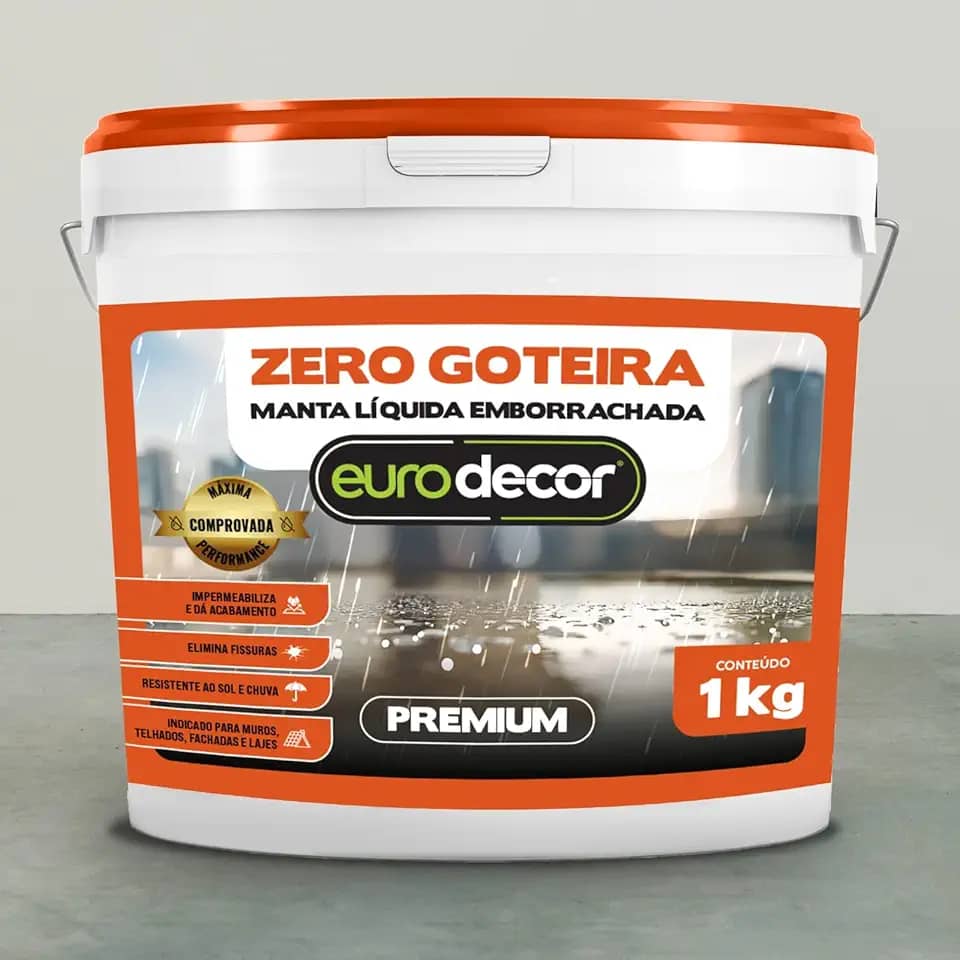 Manta Liquida Emborrachada Premium Euro Decor Zero Goteira 1KG Contra Fissuras Trincas Infiltrações (Telha)