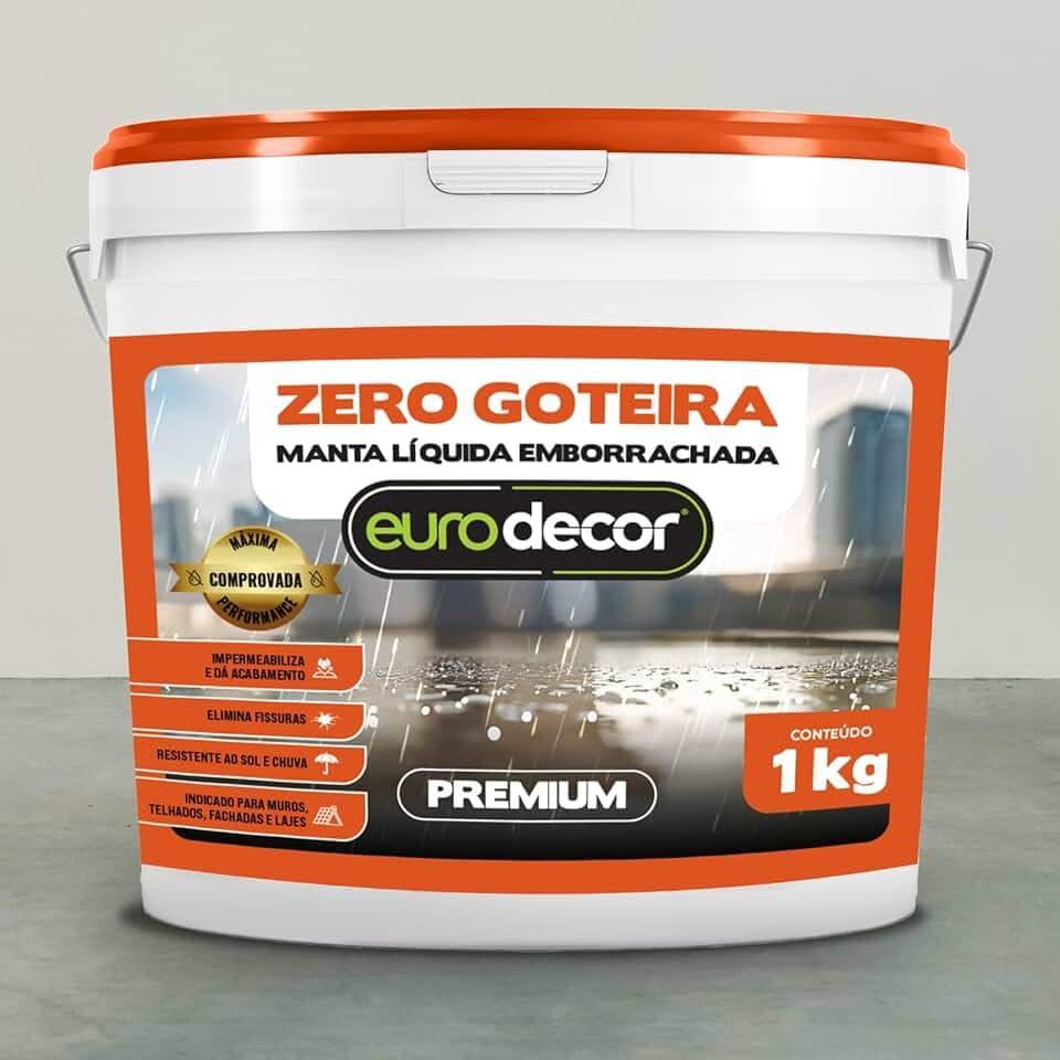Manta Liquida Emborrachada Premium Euro Decor Zero Goteira 1KG Contra Fissuras Trincas Infiltrações (Branco Neve)