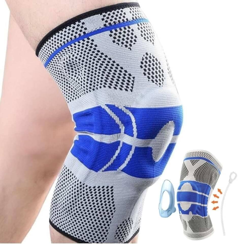 Joelheira Ortopedica De Compressão Silicone E Fio De Flexível Aço Tensor Alívio De Dor Tensor articulada juelheirra patelar ligamento rompido Fitness Cross Proteção Silicone Cores Variadas (M(M))