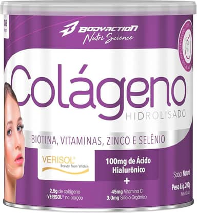 Colágeno Verisol com Ácido Hialurônico 200g Sabor Natural Bodyaction