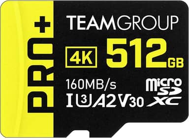 Cartão TEAMGROUP A2 Pro Plus 512 GB Micro SDXC UHS-I U3 A2 V30, leitura/gravação de até 160/110 MB/s para Nintendo Switch, Steam Deck, tablets, smartphones com adaptador TPPMSDX512GIA2V3003